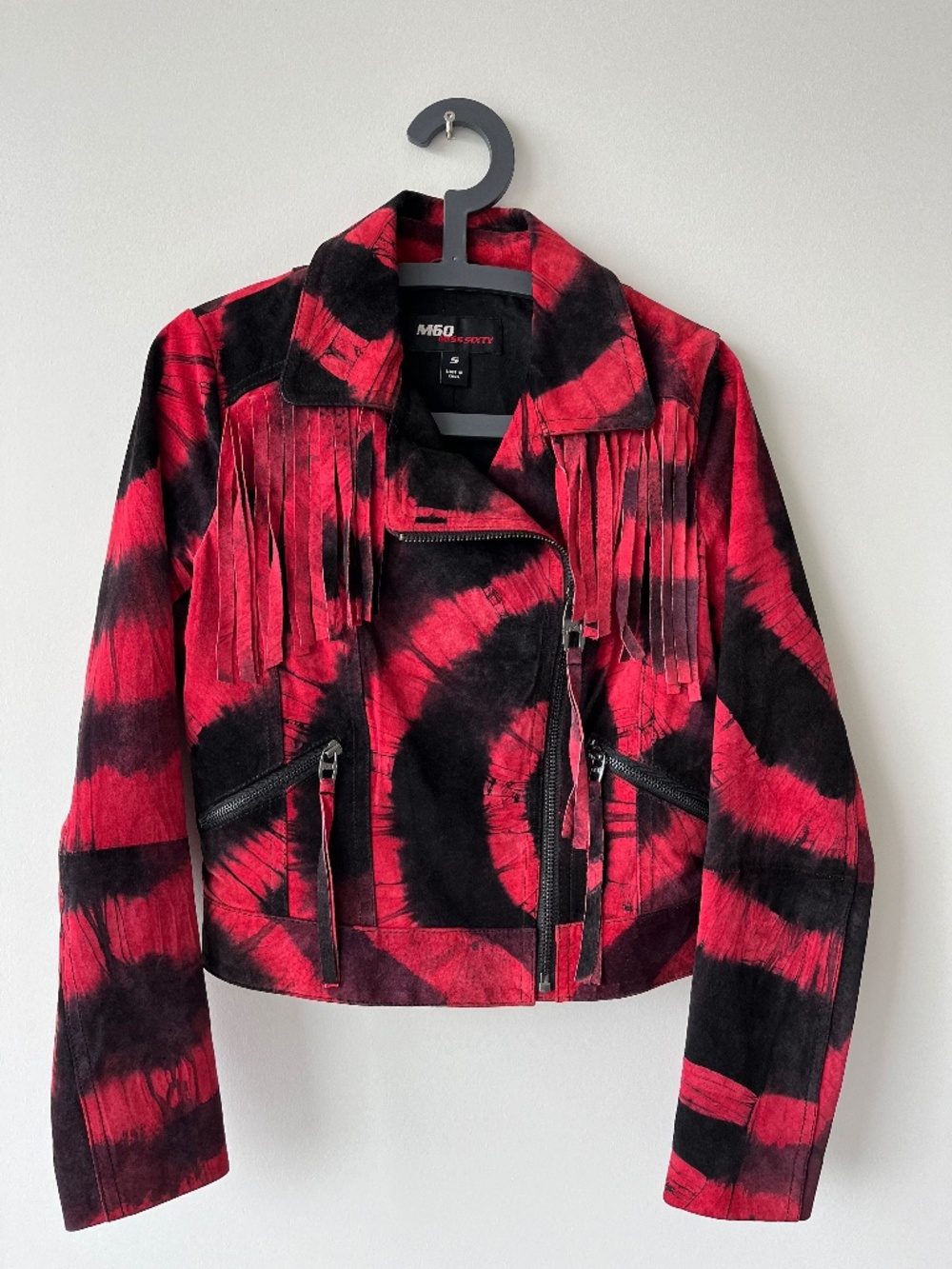 Miss Sixty Leather Suede Jacket with Fringe
